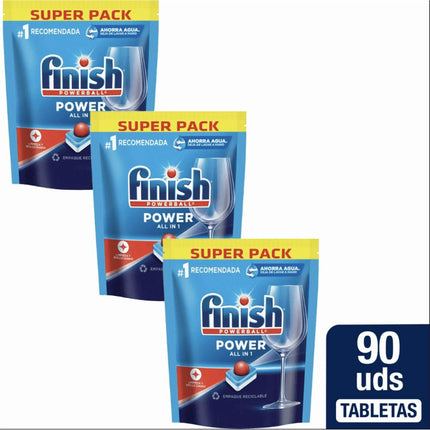 Pack x 3 Detergente Lavavajillas Tabletas Finish Power 30 Unid