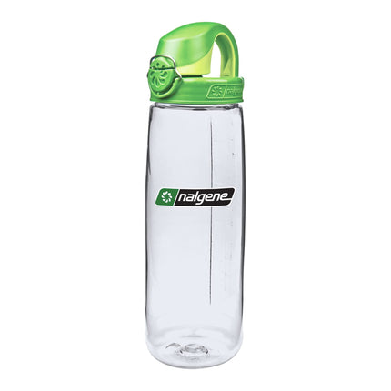 Botella de agua Malgene On the Fly sin BPA de 710 ml, transparente y verde