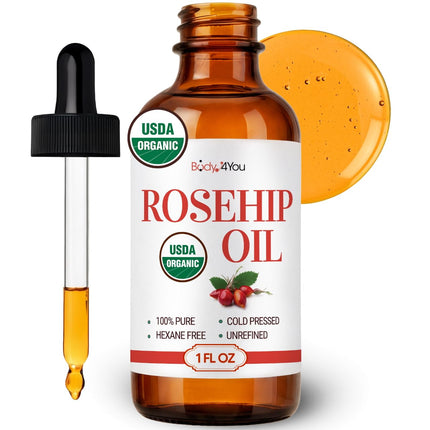 Aceite de rosa mosqueta BodyJ4you 30 ml, 100% puro, natural y orgánico USDA