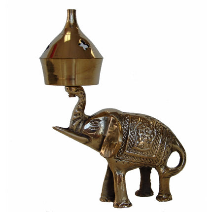 Quemador de aceite de incienso, latón, elefante, importación del Feng Shui
