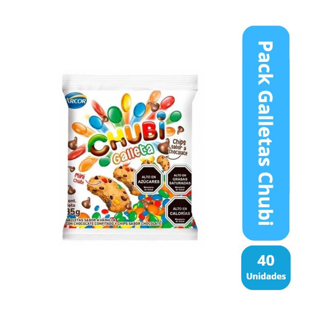 Pack 40 unidades galletas Mini Chubi Para Colación 35 grs c/u