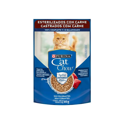 Sobres de Alimento Húmedo Cat Chow Esterilizados Carne 15 un.