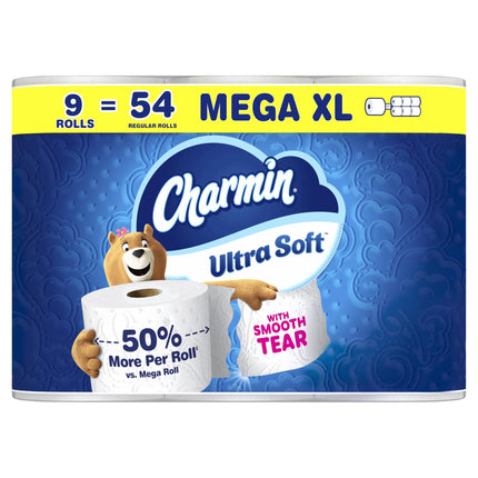 Papel higiénico Charmin Ultra Soft 9 rollos Mega XL de 2 capas