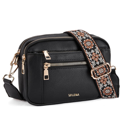 Bandolera Telena Small para mujer, piel vegana, color negro