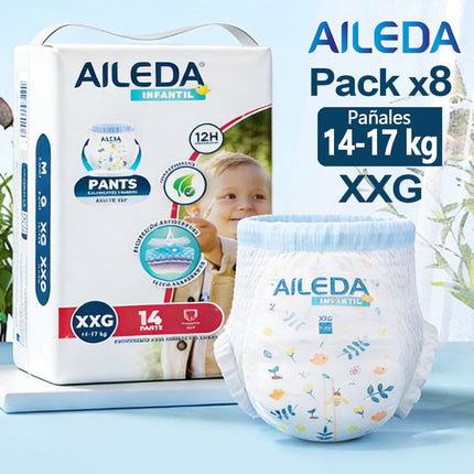 Pañales Pants Aileda Infantil Aileda - Tamaño XXG (14-17 Kg) Total 112 Unidades Paquete Portátil Sin Género Específico