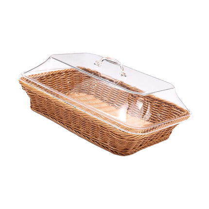 Cesta De Pan Tejida Con Tapa, Bandeja Rústica Para Servir Para Cocina, Mesa De Restaurante Grande
