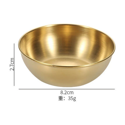 XmhyTop 2 Platos para Condimentos de Acero Inoxidable - Color Dorado, Tamaño 8.2x2.7 cm, Juego Ideal para Salsas