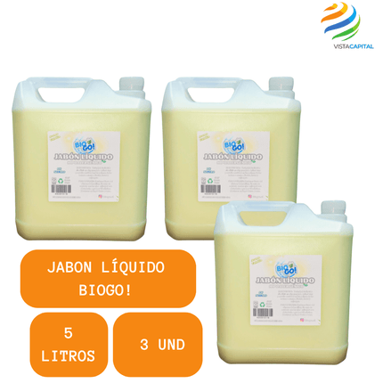 Jabon Liquido Para Manos Neutro Glicerina Bio Go Vainilla 5 Litros Eco 3 Unidades
