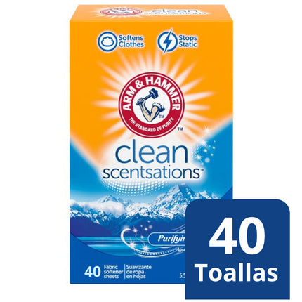 Arm & Hammer Toallas Suavizantes Antiestáticas Clean Scentsations 40 unid | Apishop.cl