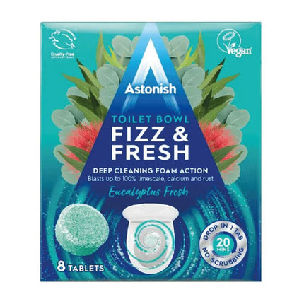 Pastillas Inodoro Toilet Bowl Fizz & Fresh Eucalipto Fresh Astonish 8 un | Apishop.cl
