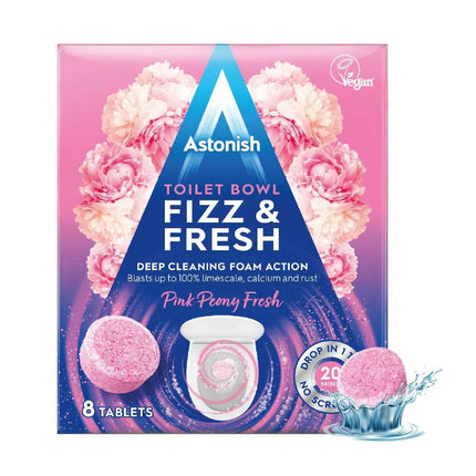 Pastillas Inodoro Toilet Bowl Fizz & Fresh Peonía Astonish 8 un | Apishop.cl