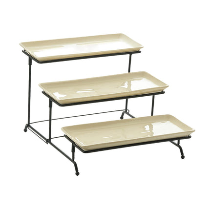 Juego De Soporte Para Plato De Servicio Rectangular De 3 Niveles Para Pastel De Bodas Plato Blanco De Queso En Rodajas