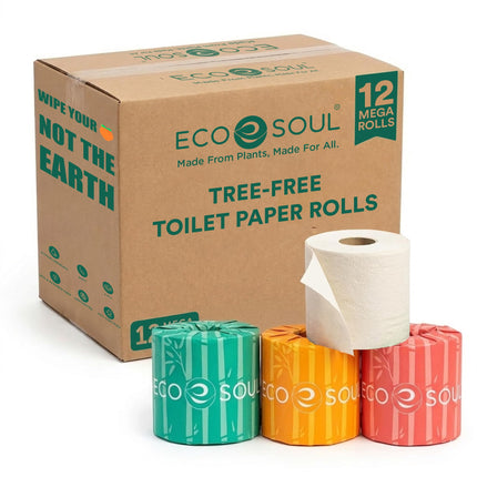 Papel higiénico ECO SOUL de bambú de 3 capas, 12 rollos, 300 hojas