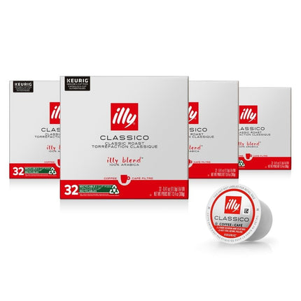 Cápsulas de café illy Classico, tostadas medianas, 100% arábica, 32 x 4