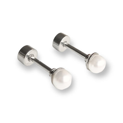 Pendientes 6mm Perlas De Agua Dulce Cierre Tuerca