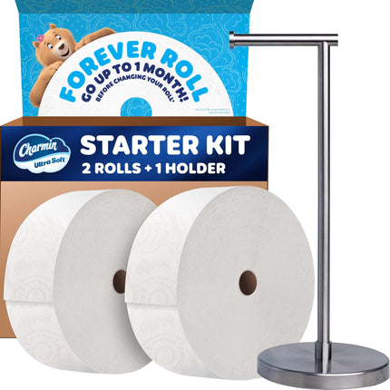 Kit Inicial de Papel Higiénico Ultra Suave Charmin, 2 Rollos, 1 Soporte
