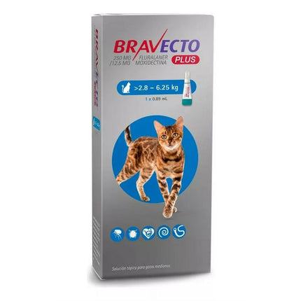 Antiparasitario Bravecto Plus Pipeta Gato 0.89 Ml 2.8-6.25 Kg X 1 Unidad