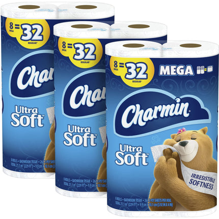 Papel higiénico Charmin Ultra Soft Mega Roll de 2 capas, 8 rollos