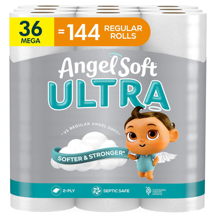 Papel higiénico Angel Soft Ultra, 2 capas, 36 mega rollos