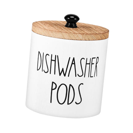 Contenedor Para Cápsulas De Detergente, Organización Resistente Para Encimeras De Baño, Estilo Granja, Color Blanco