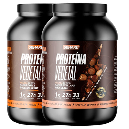 Pack Proteinas Vegetales 2Kg Total 66Sv Dulce De Leche-Chocolate Avellana
