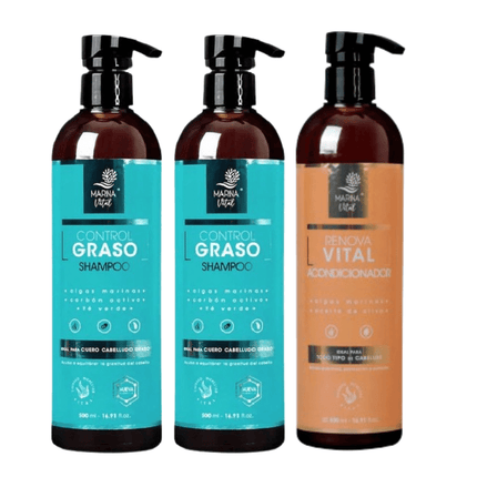 2 Shampoo Control Graso y 1 Acondicionador MARINA VITAL