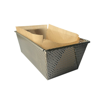 Molde Pan Micro perforado 21x11.5x7.5 Cm + Papel Antiadherente