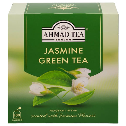 Bolsitas de té Tea Ahmad Tea con jazmín y té verde etiquetado, 100 unidades