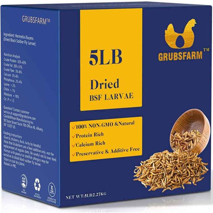 Larvas secas de mosca soldado negra GRUBSFARM para pollos, 2,27 kg
