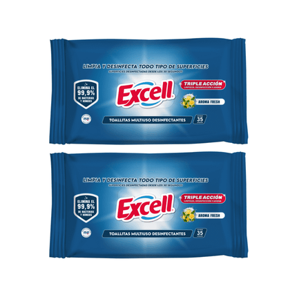 Pack 2 Toallitas Desinfectantes Excell 70 Unidades en total