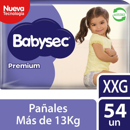 Pañales de Bebé Babysec Premium  - Talla XXG - 54Un