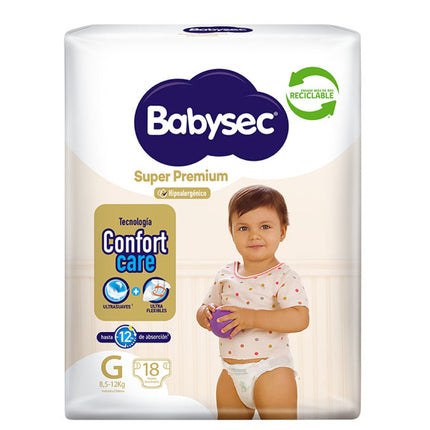Babysec Pañales Bebé Super Premium G 18 unid | Apishop.cl