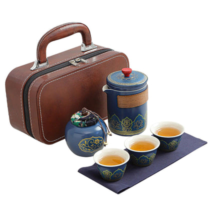 Juego De Té De Viaje, Tazas De Té, Tetera De Kung-fu De Cerámica Para Viajes De Negocios, Hogar Y Oficina