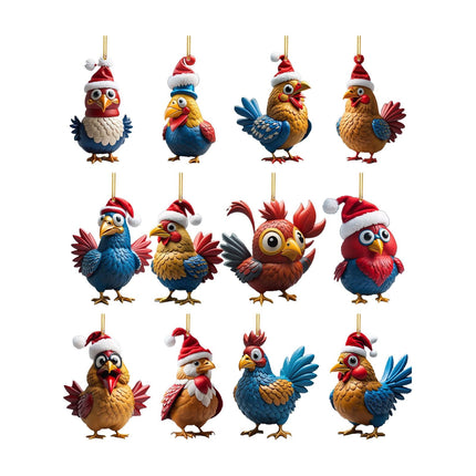 Adornos Navideños De Pollo, Colgantes Navideños Para Decoración De Fiestas En Interiores, Estilo A