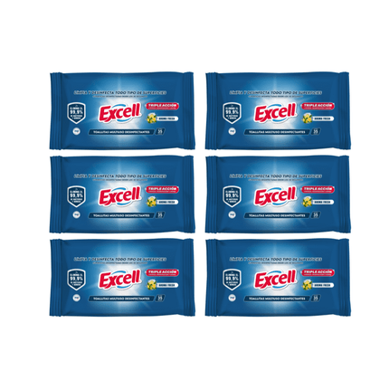 Pack 6 Toallitas Desinfectantes Excell 210 Unidades en total