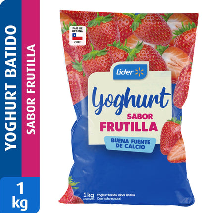 Yoghurt Batido Sabor Frutilla en Bolsa, 1 kg - | Apishop
