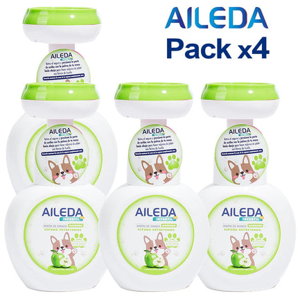 Jabón Espuma Infantil (Huella) 300 Ml （Paquete de 4 botellas） Aroma de manzana
