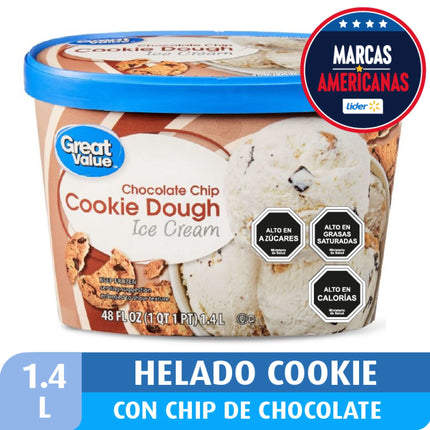 Helado Cookie Dough Con Chip de Chocolate Pote, 1,4 L - Great Value | Apishop