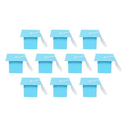 10 Uds Sombrero De Graduación Cajas De Regalo Cajas De Dulces Para Ceremonia Suministros De Fiesta De Graduación Azul