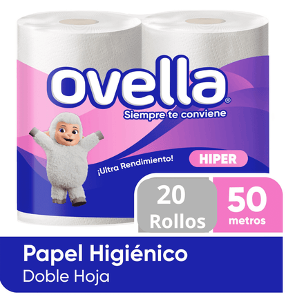 Papel Higienico Ovella 50 Metros Paquete de 20 Unidades