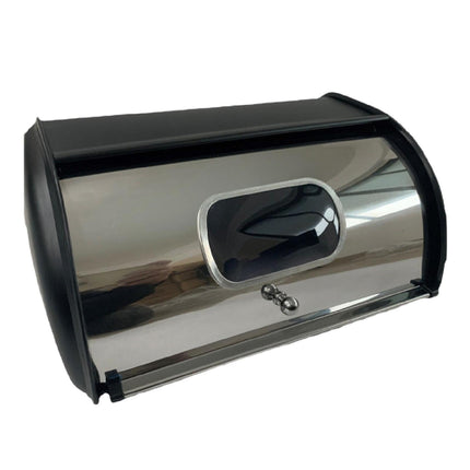 Caja De Pan De Metal, Contenedor De Pan Portátil Con Tapa Enrollable Para Cafetería, Productos Horneados, Hogar, Negro