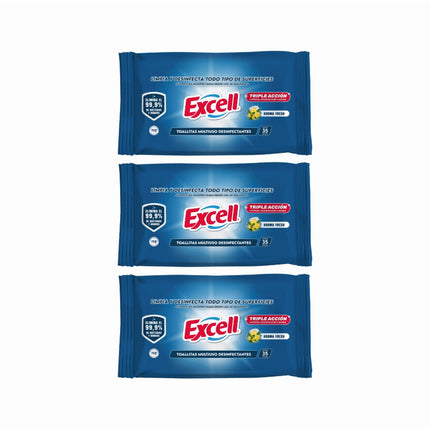 Pack 3 Toallitas Desinfectantes Excell 105 Unidades en total