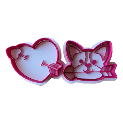 Cortadores y sellos de galletas Corgi y corazón (pack 2 un)