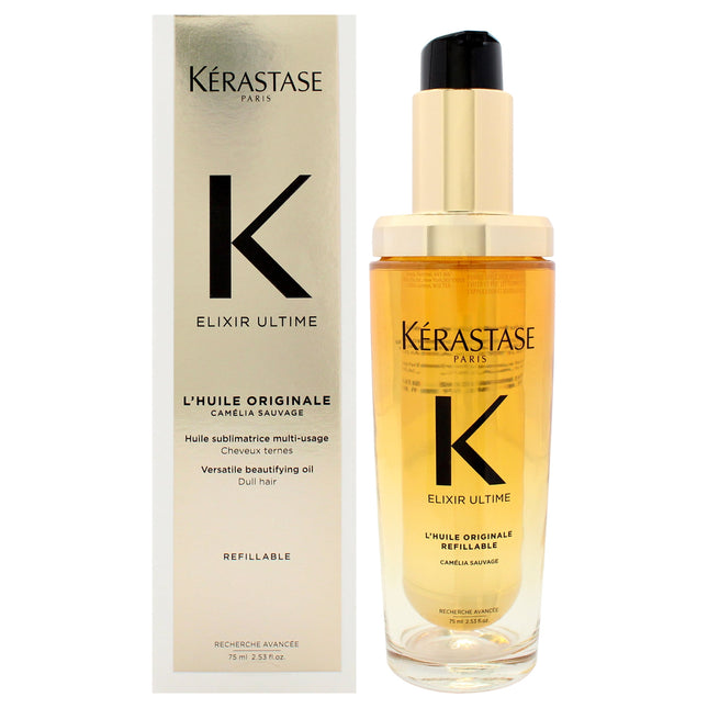Aceite Embellecedor Versátil Elixir K Ultime de Kerastase para Mujeres - Aceite de 2,53 oz (Recargable)