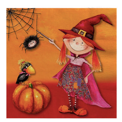 Braun Company Servilleta Mesa Triple Hoja Brujita Halloween 20 unid | Apishop.cl