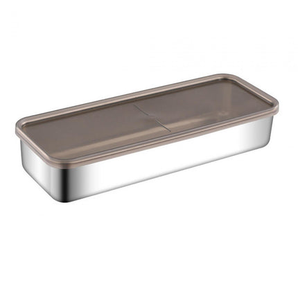Contenedor De Almacenamiento De Alimentos De Acero Inoxidable Caja De Pan Para Picnic, Oficina, Viaje 26,5 Cm X 10 Cm X 5 Cm
