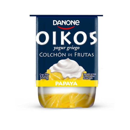 Yoghurt Griego Colchón de Frutas con Trozos de Papaya Pote, 150 g - Oikos | Apishop