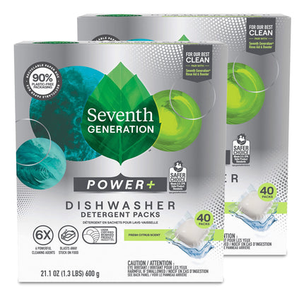 Paquetes de detergente para lavavajillas Seventh Generation Power Plus