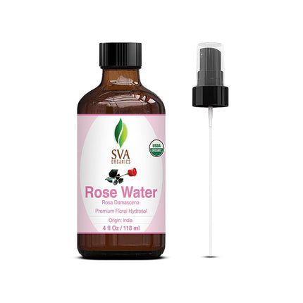 Spray de agua de rosas SVA Organics 118 mL para cuidado de la piel y aromaterapia