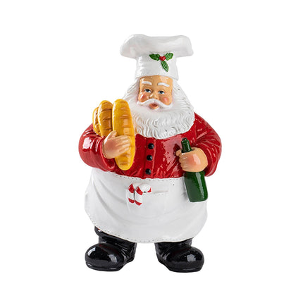 Estatua De Papá Noel, Chef, Colección De Adornos De Escritorio Para Mueble Festivo Con Pan.